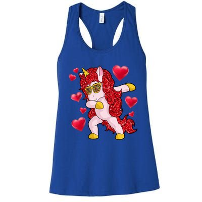 Valentine's Day Dabbing Unicorn Cute Valentines Great Gift Women's Racerback Tank