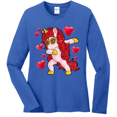 Valentine's Day Dabbing Unicorn Cute Valentines Great Gift Ladies Long Sleeve Shirt