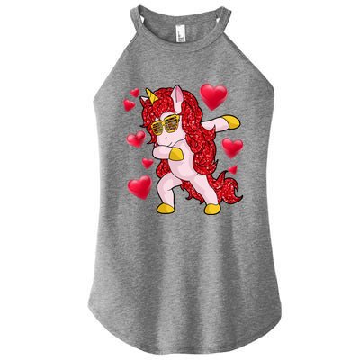 Valentine's Day Dabbing Unicorn Cute Valentines Great Gift Women's Perfect Tri Rocker Tank