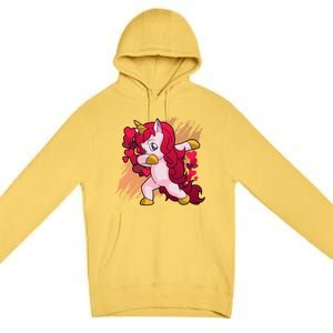 Valentine's Day Dabbing Unicorn Funny Valentines Gift Premium Pullover Hoodie