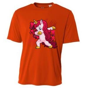 Valentine's Day Dabbing Unicorn Funny Valentines Gift Cooling Performance Crew T-Shirt