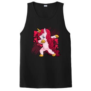 Valentine's Day Dabbing Unicorn Funny Valentines Gift PosiCharge Competitor Tank