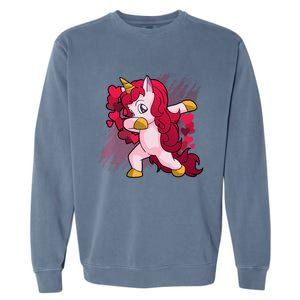 Valentine's Day Dabbing Unicorn Funny Valentines Gift Garment-Dyed Sweatshirt