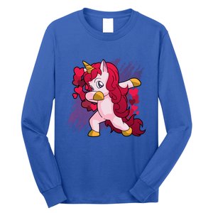 Valentine's Day Dabbing Unicorn Funny Valentines Gift Long Sleeve Shirt