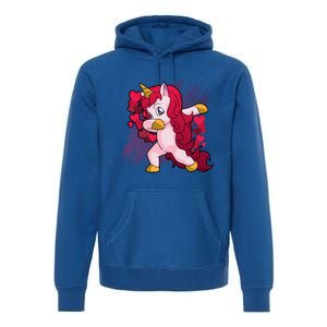 Valentine's Day Dabbing Unicorn Funny Valentines Gift Premium Hoodie