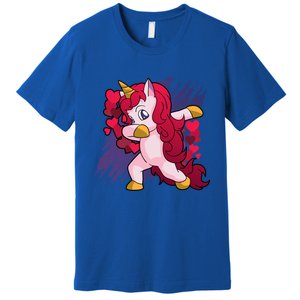 Valentine's Day Dabbing Unicorn Funny Valentines Gift Premium T-Shirt