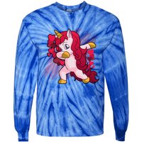 Valentine's Day Dabbing Unicorn Funny Valentines Gift Tie-Dye Long Sleeve Shirt