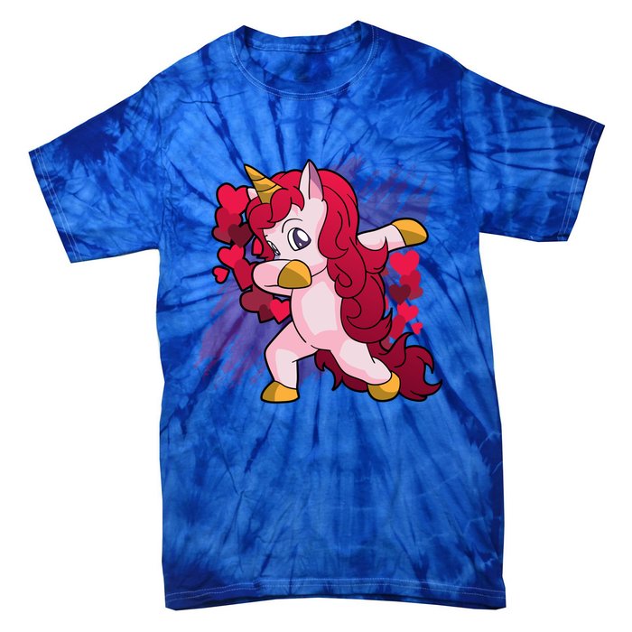 Valentine's Day Dabbing Unicorn Funny Valentines Gift Tie-Dye T-Shirt