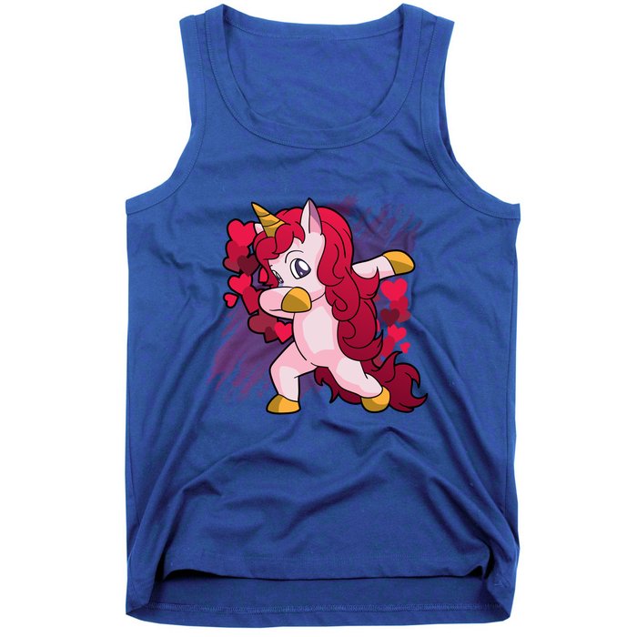 Valentine's Day Dabbing Unicorn Funny Valentines Gift Tank Top