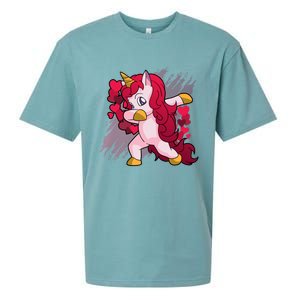 Valentine's Day Dabbing Unicorn Funny Valentines Gift Sueded Cloud Jersey T-Shirt