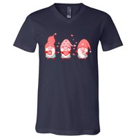 Valentine's Day Design For Wo With Cute Gnomes V-Neck T-Shirt