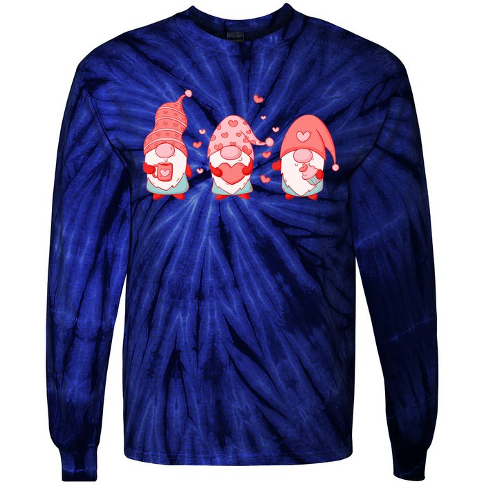 Valentine's Day Design For Wo With Cute Gnomes Tie-Dye Long Sleeve Shirt