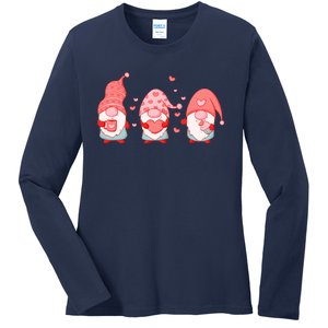 Valentine's Day Design For Wo With Cute Gnomes Ladies Long Sleeve Shirt