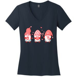 Valentine's Day Design For Wo With Cute Gnomes Women's V-Neck T-Shirt