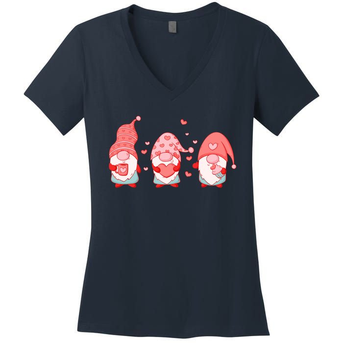 Valentine's Day Design For Wo With Cute Gnomes Women's V-Neck T-Shirt