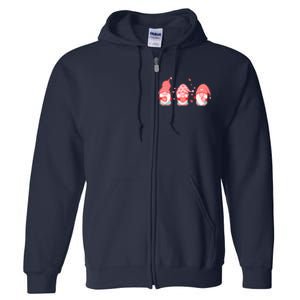 Valentine's Day Design For Wo With Cute Gnomes Full Zip Hoodie