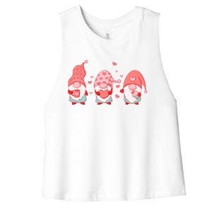 Valentine's Day Design For Wo With Cute Gnomes Women's Racerback Cropped Tank