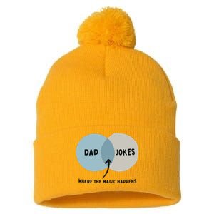 Venn Dadagram Dad Jokes Where The Magic Happens Pom Pom 12in Knit Beanie