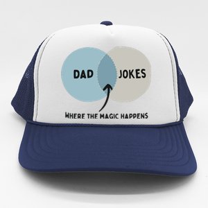 Venn Dadagram Dad Jokes Where The Magic Happens Trucker Hat