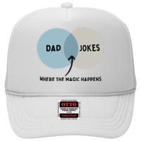 Venn Dadagram Dad Jokes Where The Magic Happens High Crown Mesh Back Trucker Hat