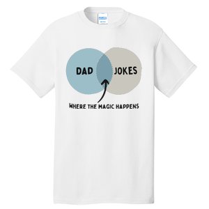 Venn Dadagram Dad Jokes Where The Magic Happens Tall T-Shirt