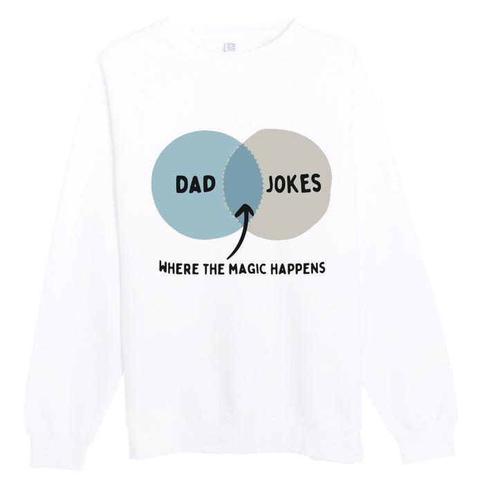 Venn Dadagram Dad Jokes Where The Magic Happens Premium Crewneck Sweatshirt