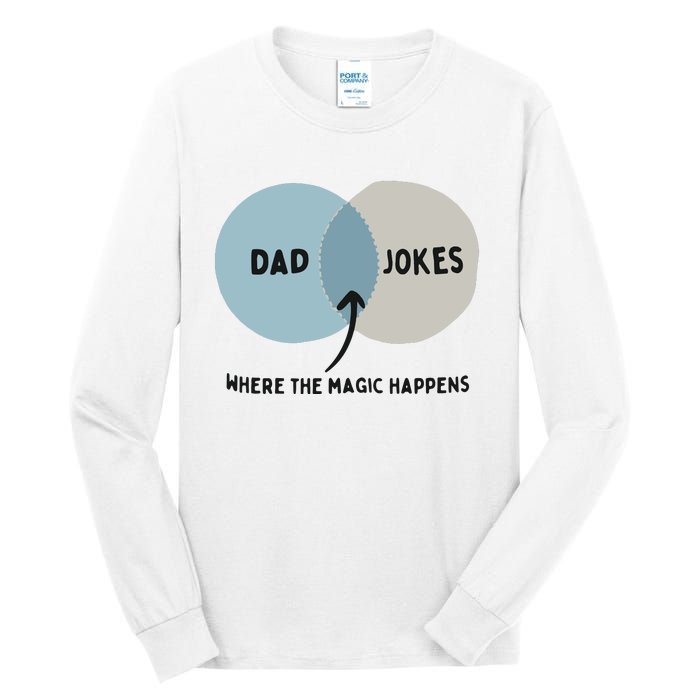 Venn Dadagram Dad Jokes Where The Magic Happens Tall Long Sleeve T-Shirt