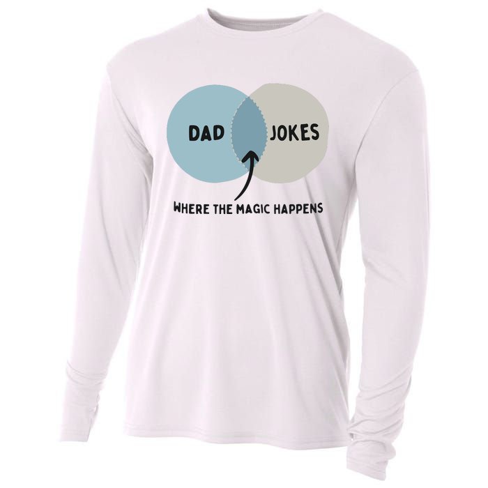 Venn Dadagram Dad Jokes Where The Magic Happens Cooling Performance Long Sleeve Crew