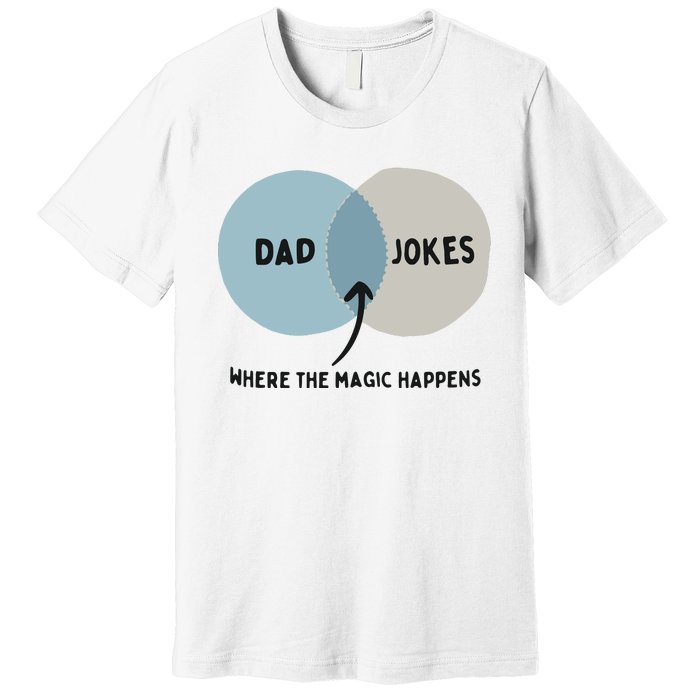 Venn Dadagram Dad Jokes Where The Magic Happens Premium T-Shirt