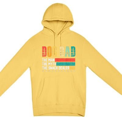 Vintage Dog Dad Dog Father The Man Myth Snack Dealer Paw Fathers Day Premium Pullover Hoodie