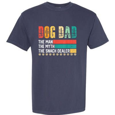 Vintage Dog Dad Dog Father The Man Myth Snack Dealer Paw Fathers Day Garment-Dyed Heavyweight T-Shirt