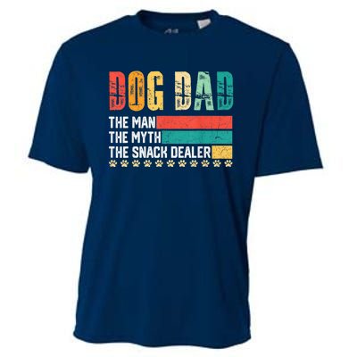 Vintage Dog Dad Dog Father The Man Myth Snack Dealer Paw Fathers Day Cooling Performance Crew T-Shirt