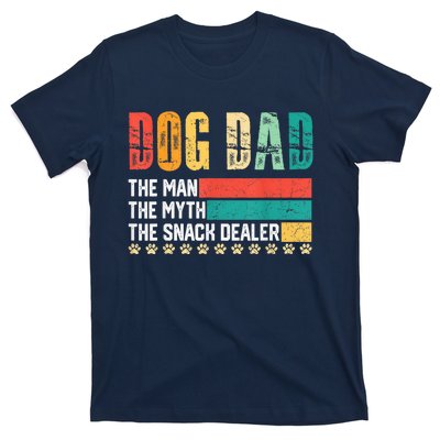 Vintage Dog Dad Dog Father The Man Myth Snack Dealer Paw Fathers Day T-Shirt