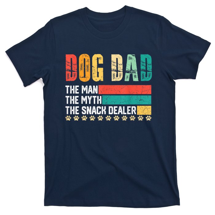 Vintage Dog Dad Dog Father The Man Myth Snack Dealer Paw Fathers Day T-Shirt