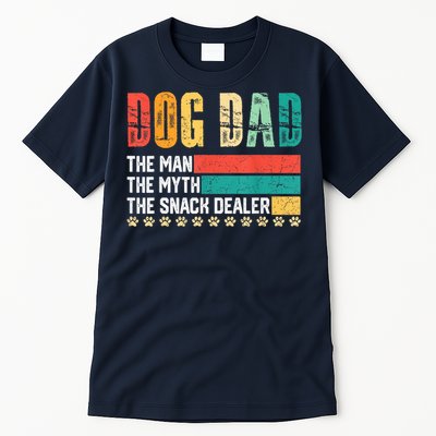 Vintage Dog Dad Dog Father The Man Myth Snack Dealer Paw Fathers Day Tall T-Shirt