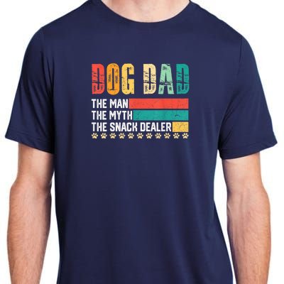 Vintage Dog Dad Dog Father The Man Myth Snack Dealer Paw Fathers Day Adult ChromaSoft Performance T-Shirt