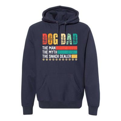 Vintage Dog Dad Dog Father The Man Myth Snack Dealer Paw Fathers Day Premium Hoodie