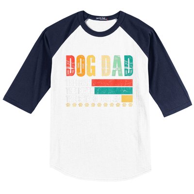 Vintage Dog Dad Dog Father The Man Myth Snack Dealer Paw Fathers Day Baseball Sleeve Shirt