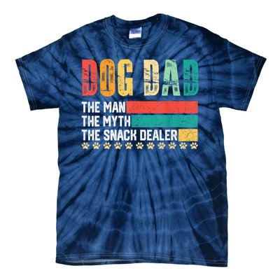 Vintage Dog Dad Dog Father The Man Myth Snack Dealer Paw Fathers Day Tie-Dye T-Shirt