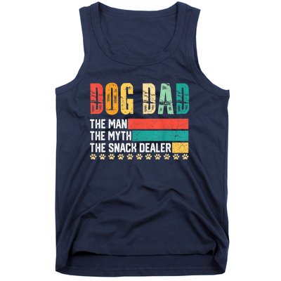 Vintage Dog Dad Dog Father The Man Myth Snack Dealer Paw Fathers Day Tank Top