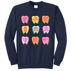 Valentines Day Dental Tooth Candy Retro Dentist Tall Sweatshirt