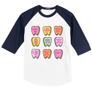 Valentines Day Dental Tooth Candy Retro Dentist Baseball Sleeve Shirt