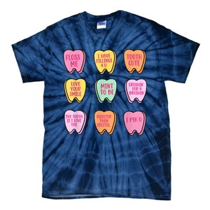 Valentines Day Dental Tooth Candy Retro Dentist Tie-Dye T-Shirt