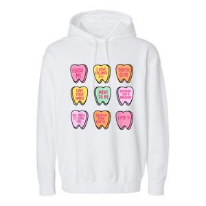 Valentines Day Dental Tooth Candy Retro Dentist Garment-Dyed Fleece Hoodie