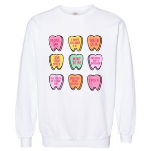 Valentines Day Dental Tooth Candy Retro Dentist Garment-Dyed Sweatshirt