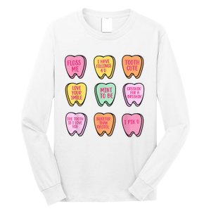 Valentines Day Dental Tooth Candy Retro Dentist Long Sleeve Shirt