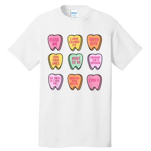 Valentines Day Dental Tooth Candy Retro Dentist Tall T-Shirt