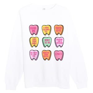 Valentines Day Dental Tooth Candy Retro Dentist Premium Crewneck Sweatshirt