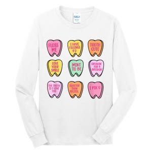 Valentines Day Dental Tooth Candy Retro Dentist Tall Long Sleeve T-Shirt