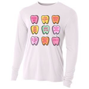 Valentines Day Dental Tooth Candy Retro Dentist Cooling Performance Long Sleeve Crew